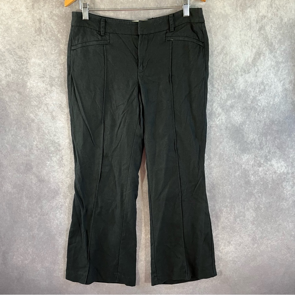 Anthropologie Elevenses The Brighton Pants Womens 8 Black‎ Tencel Linen Wide Leg